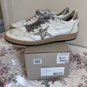 Women’s Golden Goose Ball Star White Silver Size 40